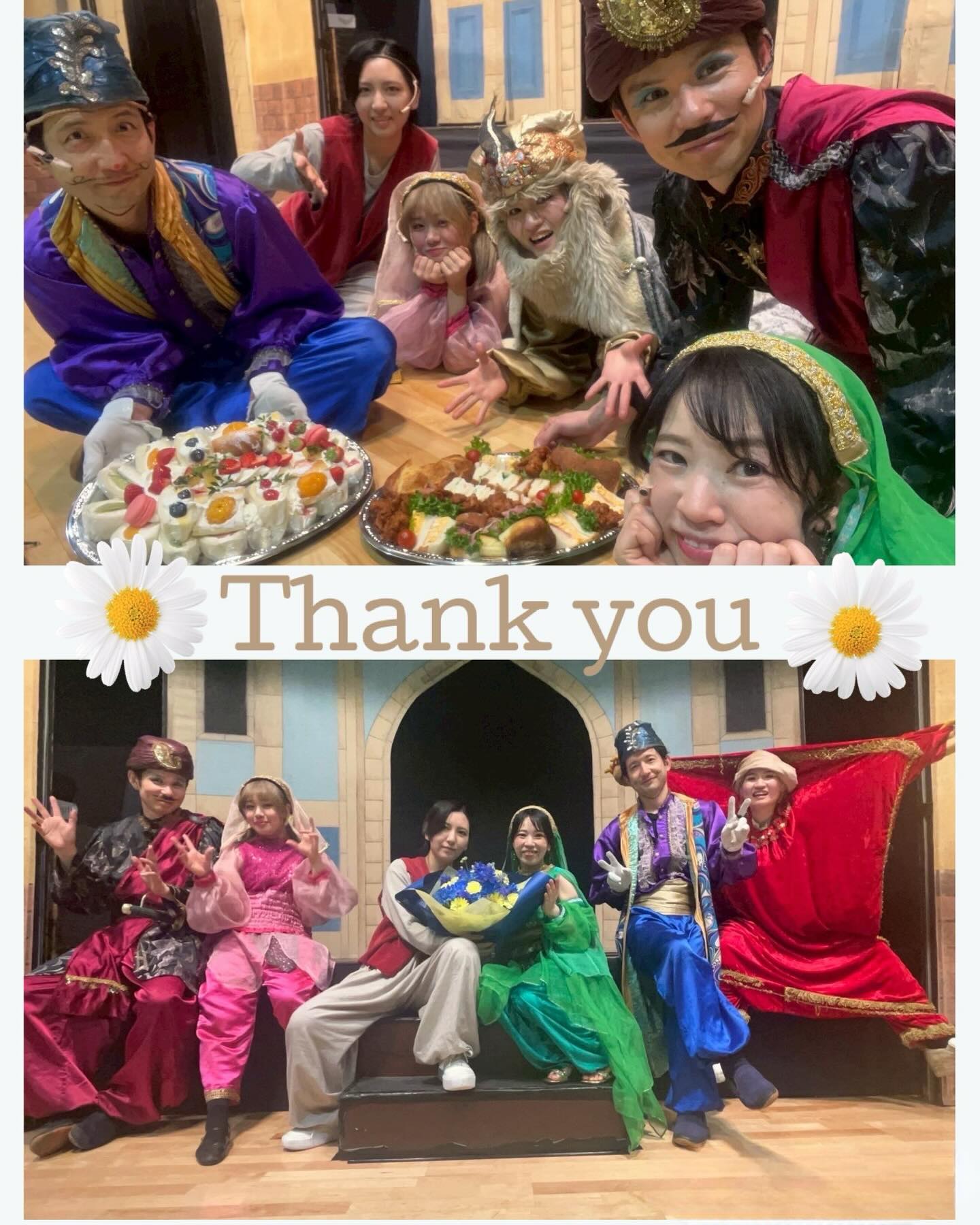 2月24日千葉県流山市の小学校様で「アラジンと魔法のランプ」を上演してきました🧞‍♂️✨

低学年と高学年に分かれての2公演だったのですが、どちらの公演もとても観劇マナーが良く静かに真剣に舞台を鑑賞してくれました☘️

2公演目には代表の生徒様から
「舞台のテーマである自分の夢は自分で叶えるということを今後の学校生活でも活かして行きたいと思います」
といった感想と共に素敵なお花も頂きました💐
先生からは
「子供たちにとって大切な人と人との繋がりや諦めない事などを舞台を通して教えてくださってありがとうございました」
といった嬉しいお言葉も頂きました🌈

お昼休憩の時には学校様からとっても美味しい差し入れをいただき、劇団員みんなで美味しく頂きました🥪♥️

そして今回の公演で今期のTeam ARASAIによる「アラジンと魔法ランプ」の千秋楽でした🌟
最後まで無事に駆け抜けられたこととっても嬉しく思います‼️
またお会いできる日を団員一同楽しみにしています🎶
ありがとうございました‼️⁡
⁡
#劇団歌舞人 #児童演劇 #47都道府県 #千葉県 #流山市